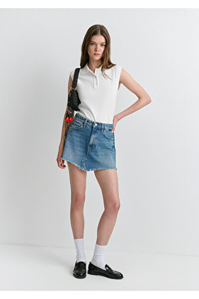 Mavi Tiera Classic Denim Puslu Indigo Mavi Jean Etek 1310654-89730