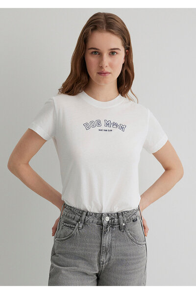 Mavi Semi Slim Off-White Women's T-Shirt m 1613194 -70057