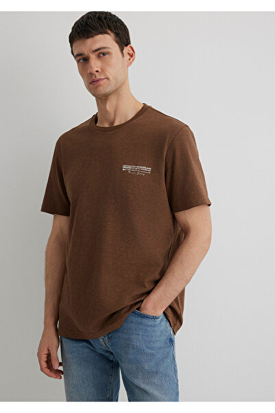 Mavi Τυπωμένο καφέ μπλουζάκι Regular Fit / Normal Cut 0612617-89330