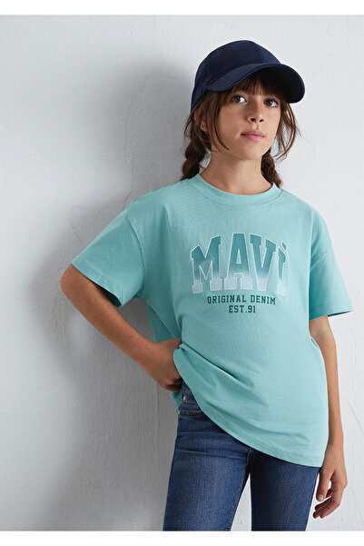 Mavi Tricou verde cu logo imprimat Loose Fit / Croi comod 7610386-71748
