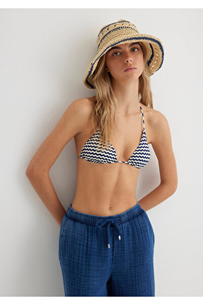 Mavi Çizgili Üçgen Bikini Üstü 1912575-70491