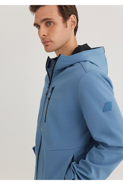 Mavi Kapüşonlu Mavi Ceket Slim Fit / Dar Kesim 0110351-70744