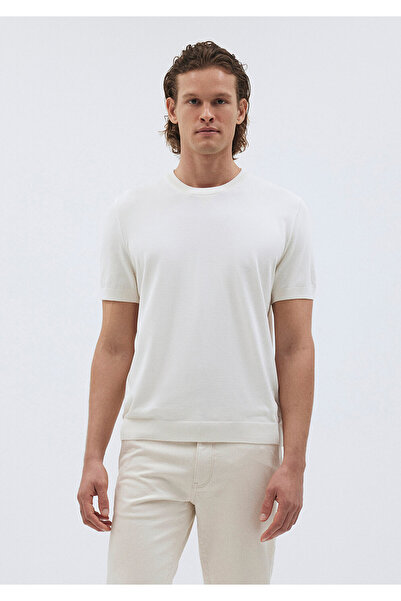 Mavi Ekru Kısa Kollu Kazak Fitted / Vücuda Oturan Kesim 0710250-70058