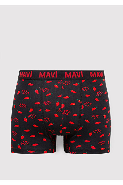 Mavi Biber Detaylı Siyah Boxer 0911631-900