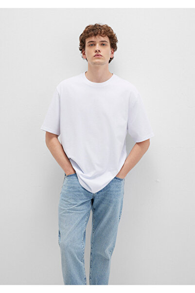 Mavi Weißes Basic-T-Shirt mit Rundhalsausschnitt, Loose Fit / Loose Relaxed F...