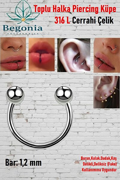 Öte Beri Öteberi 316l Cerrahi Çelik Silverantiallerjik Helix, Septum, Kıkırda...