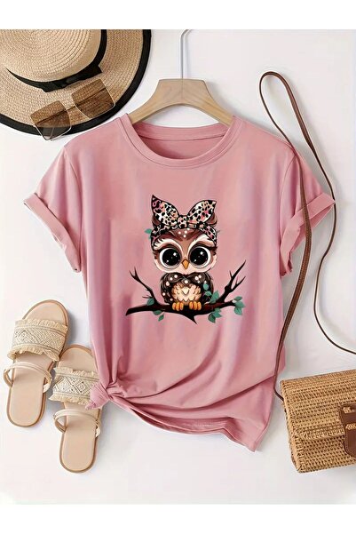 l'eivor تي شيرت نسائي بتصميم الرسوم المتحركة البومة