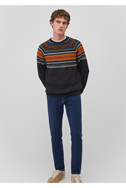 Mavi سترة جاكار برقبة دائرية، مقاس عادي / قصة عادية070656-29822