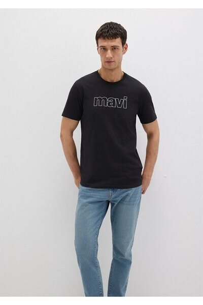 Mavi Logo Baskılı Siyah Tişört Slim Fit / Dar Kesim 065781-900