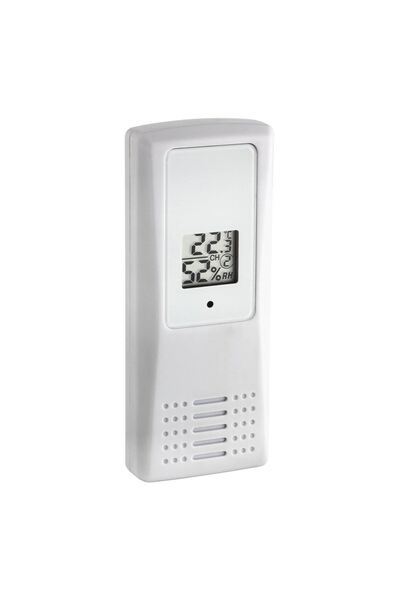 TFA Transmițător digital wireless pentru temperatură și umiditate, afișaj LCD, alb, 30.3208.02