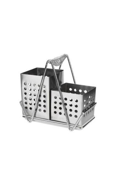 Mercaton Suport pentru tacâmuri și ustensile cu 2 compartimente din oțel