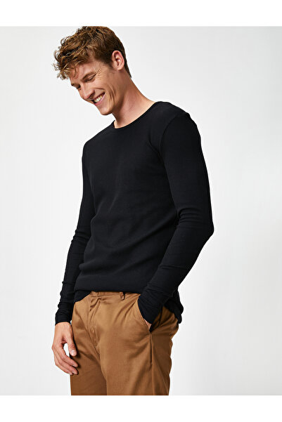 Koton Pamuklu Bisiklet Yaka Uzun Kolu Tişört