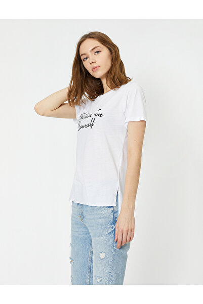 Koton Γυναικείο T-Shirt εκρού 0YAK13713EK