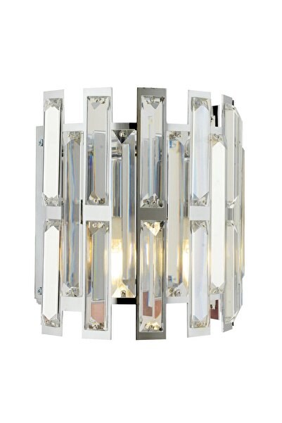 Apliqa Gallıano Krom Kaplamalı Kristal Taşlı Duvar Lambası Yatak Odası-Yatak Başı-Salon için Aplik