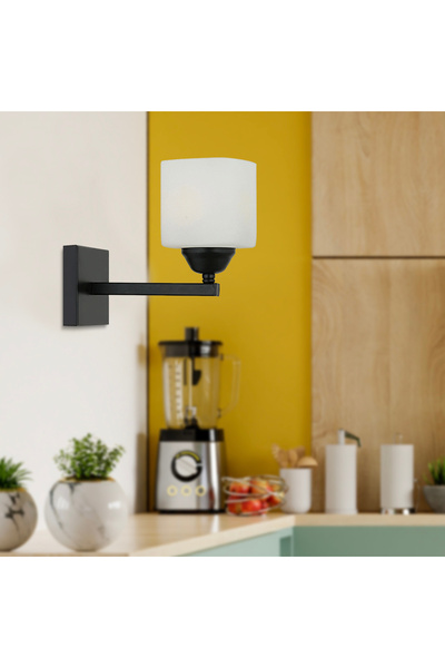 Apliqa Minel Siyah Duvar Lambası Yatak Odası-Yatak Başı-Banyo İçin Modern Aplik