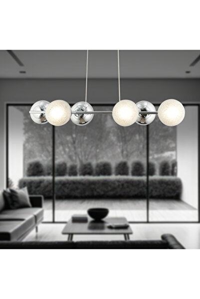 Apliqa BERCA 6LI KROM AVİZE Modern Mutfak Yemek Masası Üstü Yatak odası Salon Avize