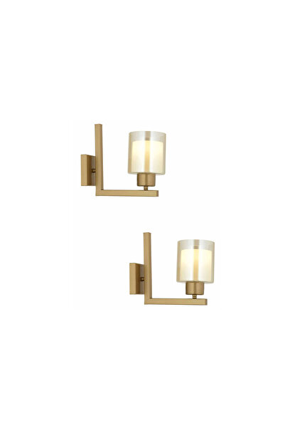 Apliqa Tisse Eskitme Boyalı Yatak Odası-Yatak Başı Duvar Lambası 2'li Aplik Seti