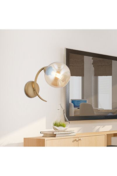 Apliqa Pireal Tekli Eskitme Bal Camlı Modern Yatak Başı, Salon Aplik