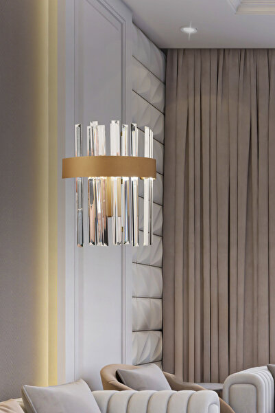 Apliqa Brampton Ledli 3 Renk Kristal Led Salon-Yatak Başı Aplik