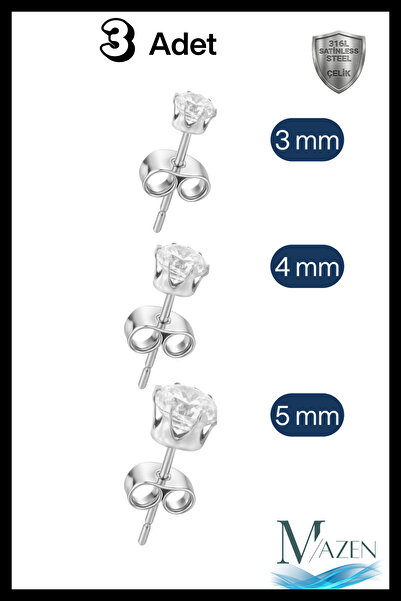 MAZEN 3 قطع من أقراط تيكستال الفولاذية بثلاثة أحجام مختلفة باللون الفضي مضادة...