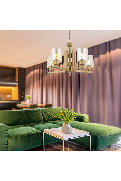 Apliqa Tasse 5 Li Eskitme Boyalı Avize Bal Camlı Modern Genç Odası Yatak Odası Salon Avize