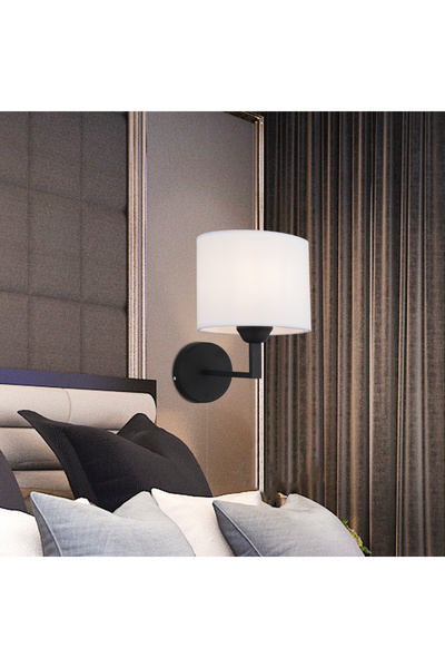 Apliqa Zadie Tekli Beyaz Şapkalı Siyah Duvar Lambası Yatak Odası-yatak Başı-banyo Için Modern Aplik