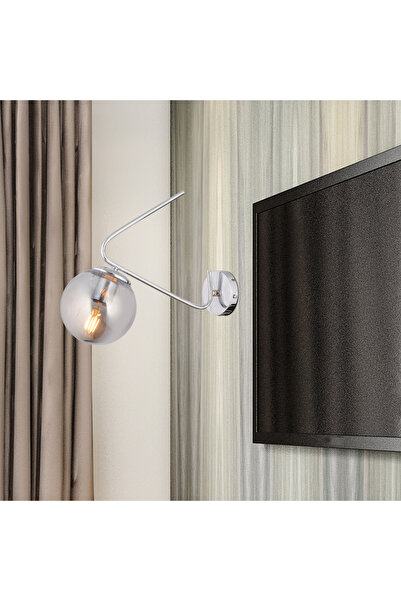 Apliqa Mildred Tekli Krom Duvar Lambası Yatak Odası-Yatak Başı-Banyo İçin Mod...