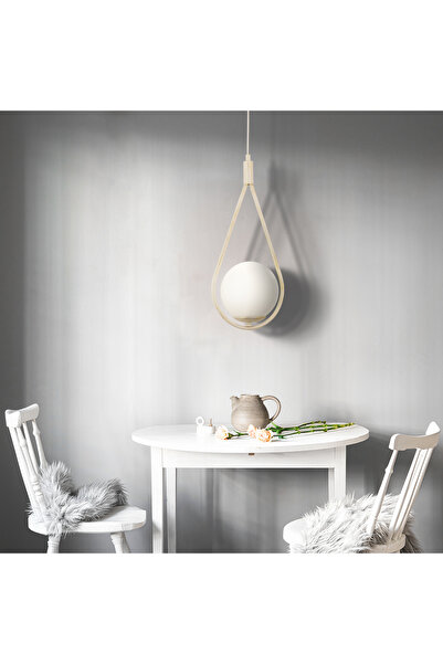 Apliqa Mirza Tekli Beyaz Silme Sarkıt Beyaz Camlı Modern Sarkıt Mutfak Salon Sarkıt Avize