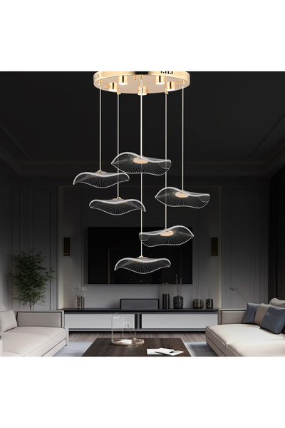 Apliqa Jolie 6'lı Yuvarlak 3 Renkli 61 Watt Gold Kristal Ledli Modern Oturma ...