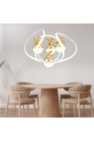 Apliqa Balca 4'lü Beyaz Gold 3 Renkli 50 Watt Ledli Modern Oturma Odası, Kori...
