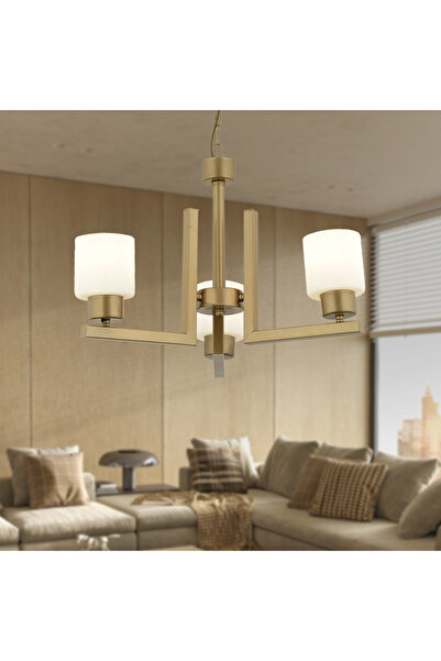 Apliqa Torqu 3 Lü Eskitme Boyalı Beyaz Camlı Modern Genç Odası Yatak Odası Salon Avize