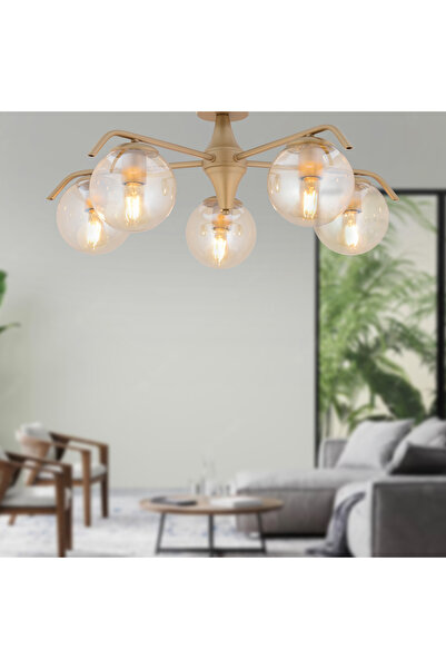 Apliqa Diaspor 5li Yuvarlak Eskitme Modern Sarkıt Genç Odası Yatak odası Retro Salon Avize