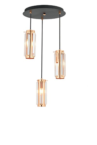 Apliqa Natali 3Lü Bakır Sarkıt Modern Genç Odası Mutfak Salon Sarkıt Avize