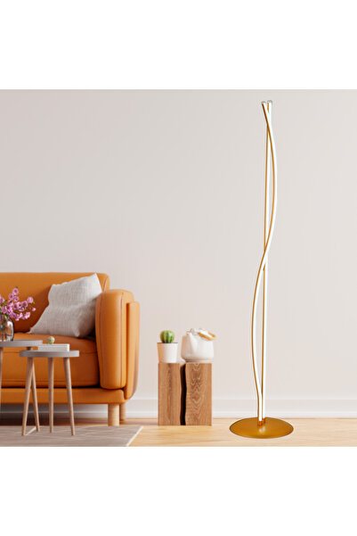 Apliqa Palmiro Gold 64 Watt Modern Tasarım Salon Ledli Metal Lambader