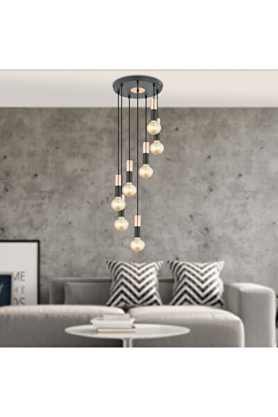 Apliqa Miranda 7Li Sarkıt Bakır Sarkıt Modern Genç Odası Mutfak Salon Sarkıt Avize