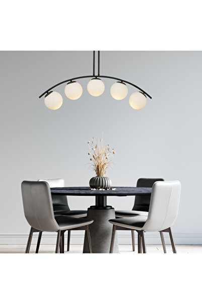 Apliqa Fralde 5Li Siyah Modern Mutfak Cafe Restoran için Uygun Retro Salon Avize