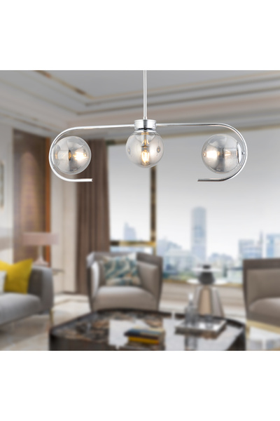 Apliqa Diaspor 3lü Sıralı Krom Füme Camlı Modern Sarkıt Genç Odası Yatak odas...