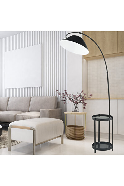 Apliqa Briella Modern Sehpalı Tasarım Metal Siyah Lambader