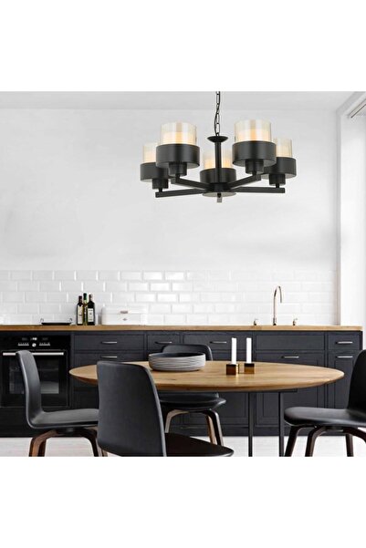 Apliqa Carla 5 Kollu Siyah Modern Genç Odası Mutfak Oturma Odası Retro Salon ...