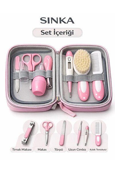 SİNKA Bebek Bakım Çantası Dijital Ateş Ölçerli 0+ Uygun Üst Kalite 8 Parça Ba...