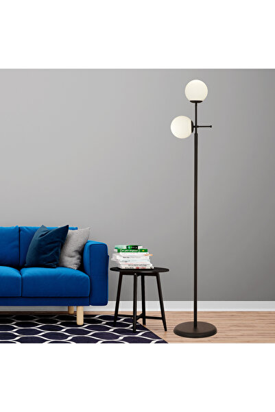 Apliqa Günay 2li Siyah Beyaz Camlı Modern Dekoratif Tasarım Oturma Odası-Salon Lambader