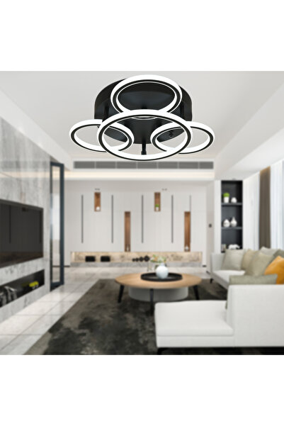 Apliqa Dalia Siyah 114 Watt Ledli Modern Mutfak Banyo Led Salon Plafonyer Avize