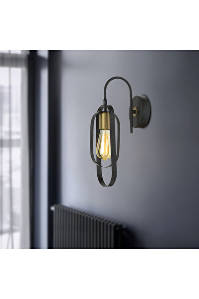 Apliqa Koza Siyah Eskitme Yatak Odası-Yatak başı,Cafe,Restoran için Duvar Lambası Retro Retro Aplik