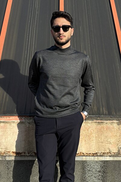 inpool Мъжки, тънък, плетен пуловер със стари пари, с половин яка