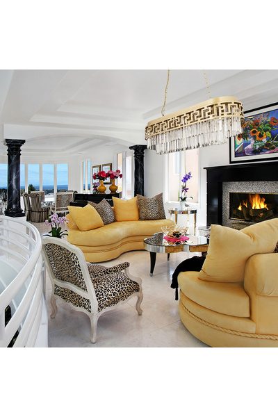 Apliqa Merlin Sıralı Eskitme Kristalli Taşlı Modern Tasarım Yemek Masası Üstü Kristal Salon Avize