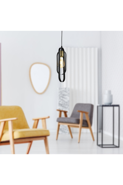 Apliqa Koza Tekli Siyah Spor Modern Retro Sarkıt Mutfak Salon Sarkıt Avize