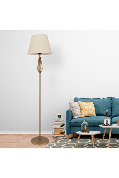 Apliqa Bolivia Beyaz Şapkalı Eskitme Modern Tasarım Ayaklı Abajur Lamba Metal...