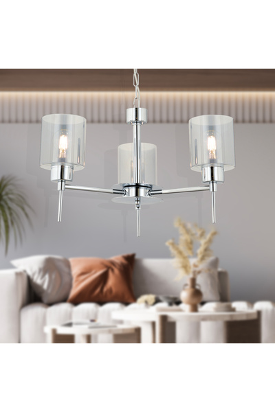 Apliqa Cemre 3'Lü Krom Modern Yatak Odası Mutfak Oturma Odası Salon Sarkıt Avize