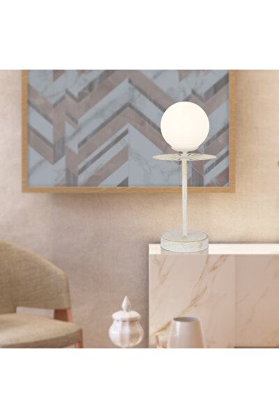 Apliqa Rakes Beyaz Silme Abajur Salon-Yatak Odası Modern Tasarım Masa Lambası