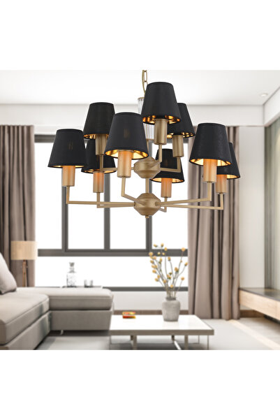 Apliqa Ellery 9'lu Eskitme Siyah Şapkalı Modern Plafonyer Genç Odası Yatak Od...